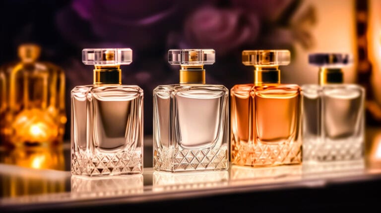 luxury fragrance bottles at perfume scent at presentation